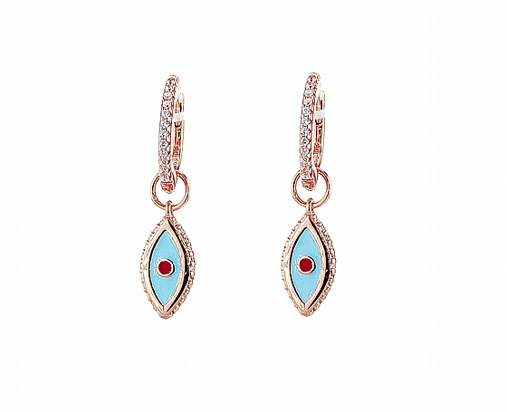Enamel drop eye earrings